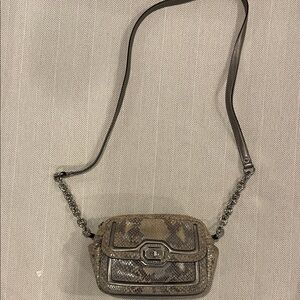 Coach Snake Print Crossbody Bag in Brown and Tan